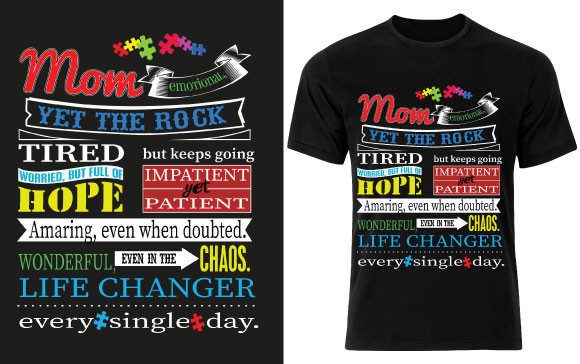 Autism Mom T-shirt Design 2: Graphics & Print Templates