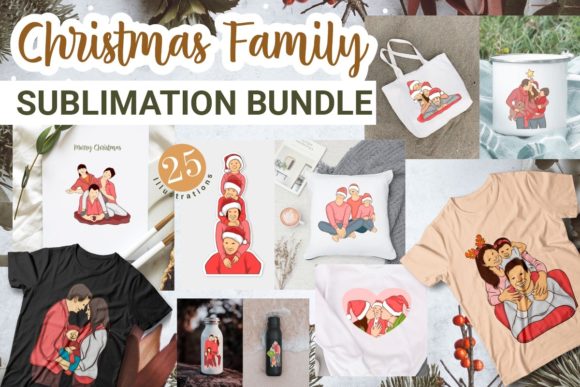 Christmas Family Sublimation Bundle: Graphics and Print Templates for Holiday Design
