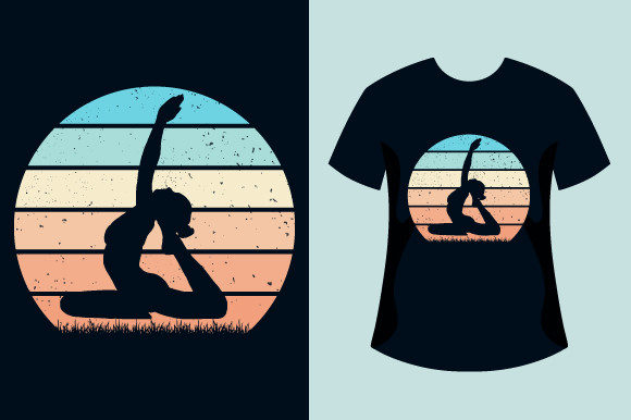 Retro Vintage Sunset Yoga T-shirt Design